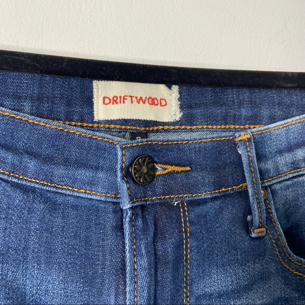 DRIFTWOOD Blue Cropped Jeans with Black and White Trim - Picture 5 of 7